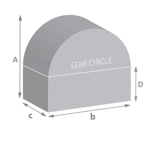 Input your sizes (a,b,c,d) for foam cut to size as a D/curved back chair cushion shape. Suitable for dining, office & car chairs.