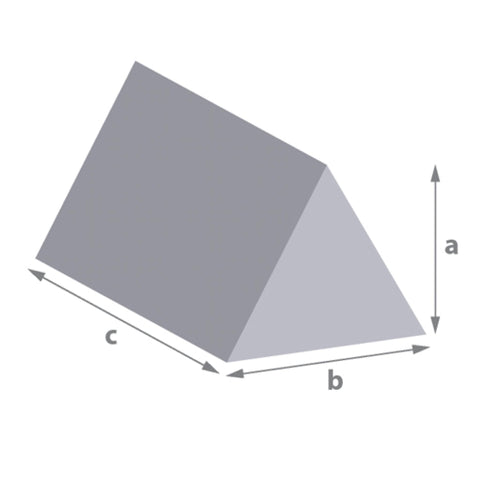 Equilateral Triangle foam cut to size (simply input your sizes (a,b,c)). This shape can be custom seating, a bolster or for soft play areas.