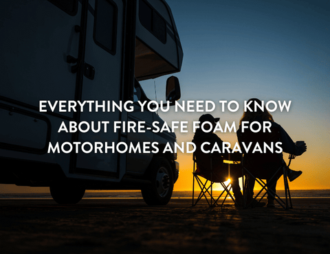 Two people relaxing at sunset outside their custom cut fire safe foam fitted motorhome