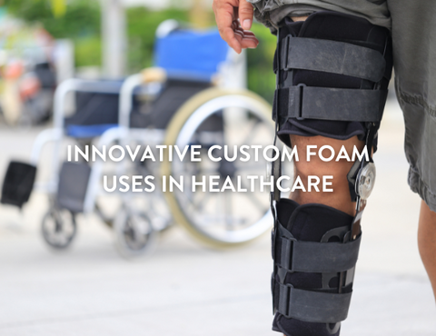 person in a leg brace with a wheelchair in the background 