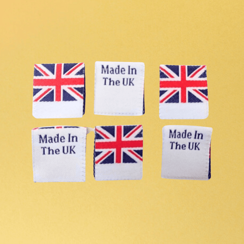 Made In The UK Labels - With Union jack Woven Flag