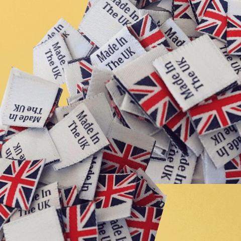 Made In The UK Labels - With Union jack Woven Flag