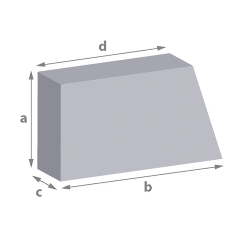 Right angled trapezium shaped foam (tetragon, quadrangle) cut to size. Use this shape for an odd sized window seat, chair, bench seating, mattress and more. Simply input your sizes and get an instant quote.